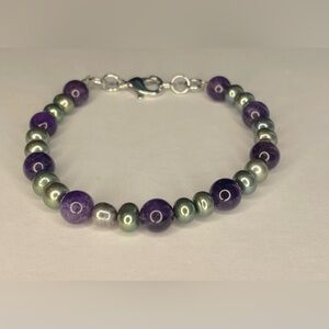 Elegant Stone & Pearl Beaded Bracelet